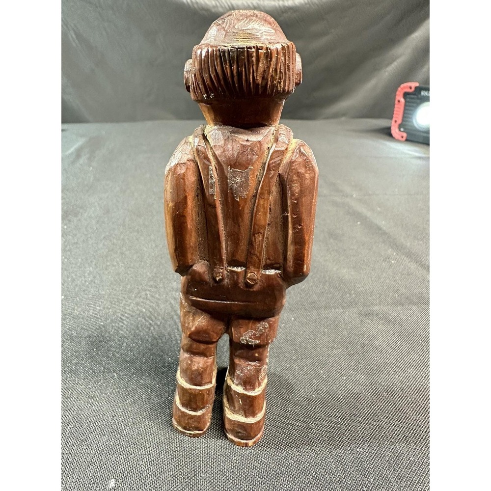 Vintage Hand Carved Wood Old Man Figure Primitive Folk Art Bearded 5.5" - Picture 6 of 12